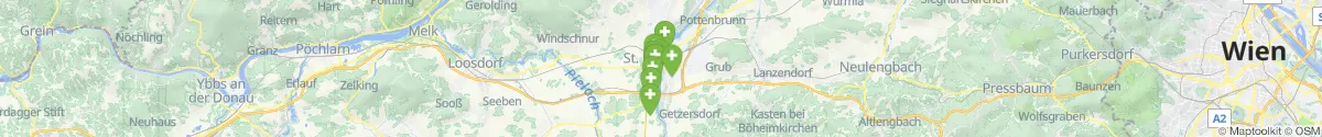 Kartenansicht für Apotheken-Notdienste in der Nähe von Sankt Pölten West (Sankt Pölten (Stadt), Niederösterreich)